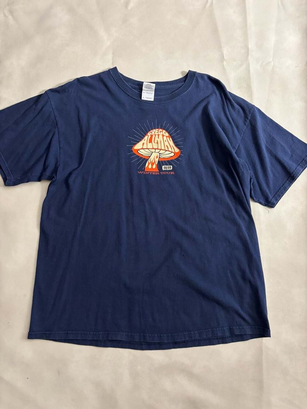 Gildan Gregg Allman Winter Tour T-Shirt Size XL Blue Mushroom Logo